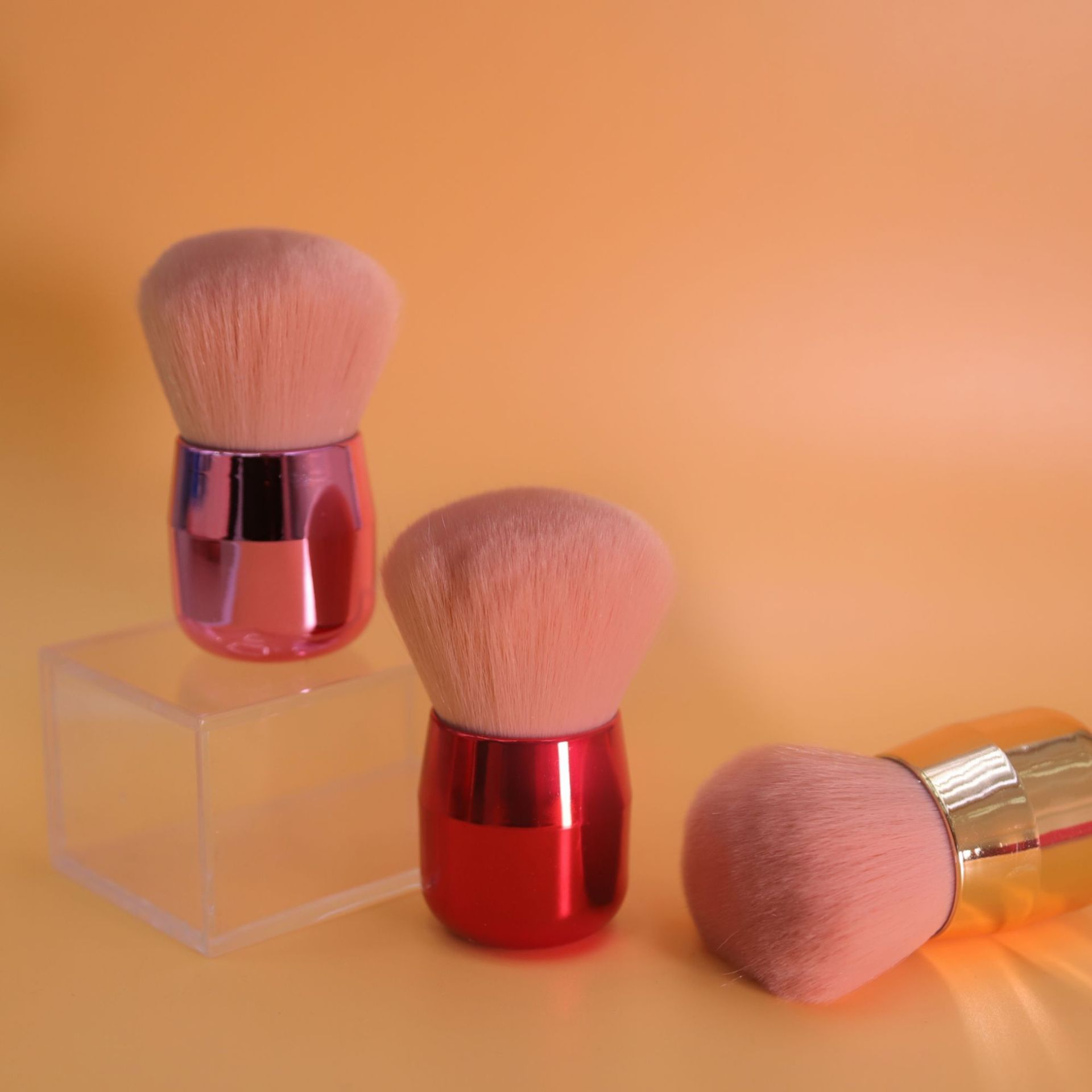 单支电镀蘑菇头腮红化妆刷 大号电镀美甲刷 圆头斜头初学者散粉刷详情2