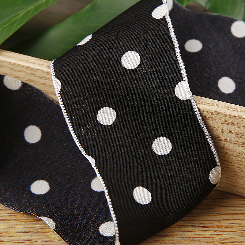 Single-sided polka dot printed polyester ribbon bow, DIY hair accessory material, shoe flower, straw hat, fresh flower dot woven ribbon pic 11