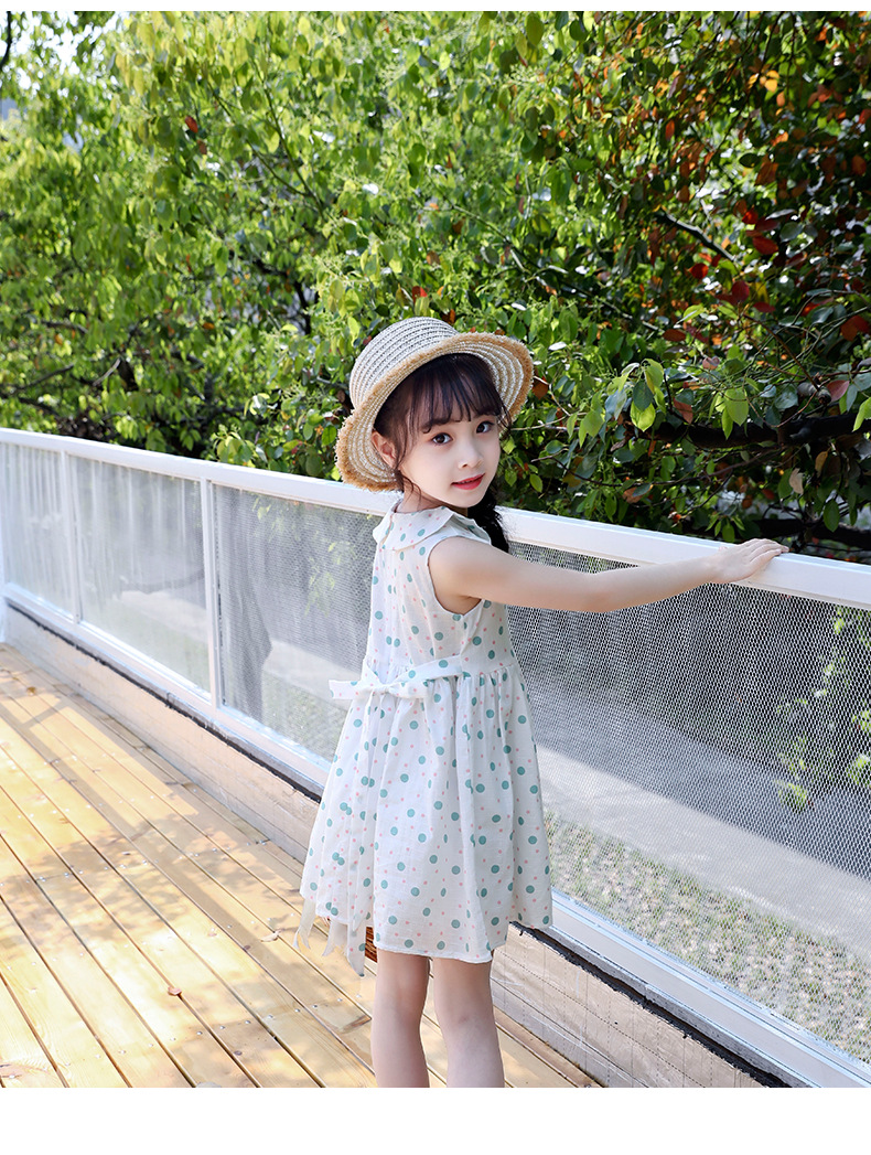 Falda de algodón para niñas 2023 nuevo vestido de verano niño niño medio grande vestido floral de algodón abierto hombro espalda falda de corazón pic 25