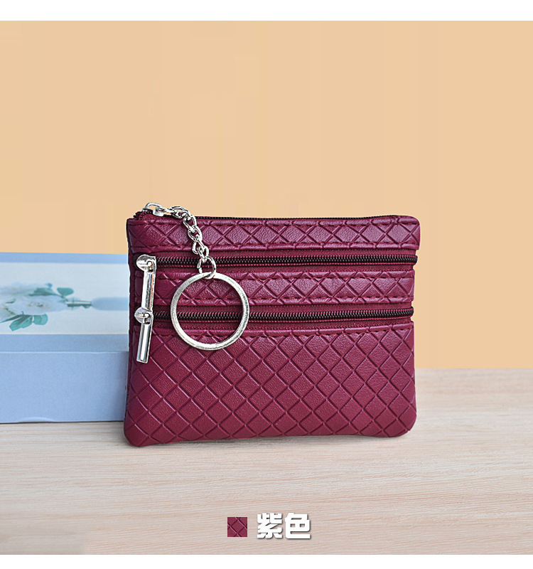 包包女新款简约女士零钱包格纹复古钥匙包小巧便携菱格软面卡包详情18