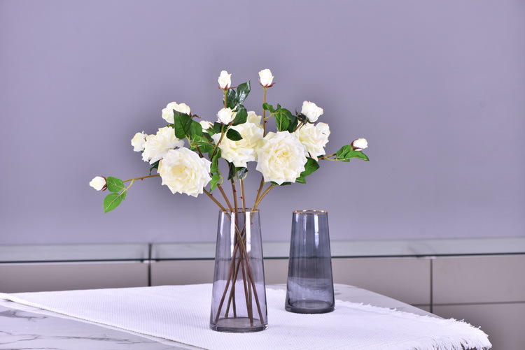 Lanjin wholesale artificial flowers 3-head roses, wedding and home silk flowers, high-end decorative artificial flowers, hand-held roses, multi-head roses pic 25