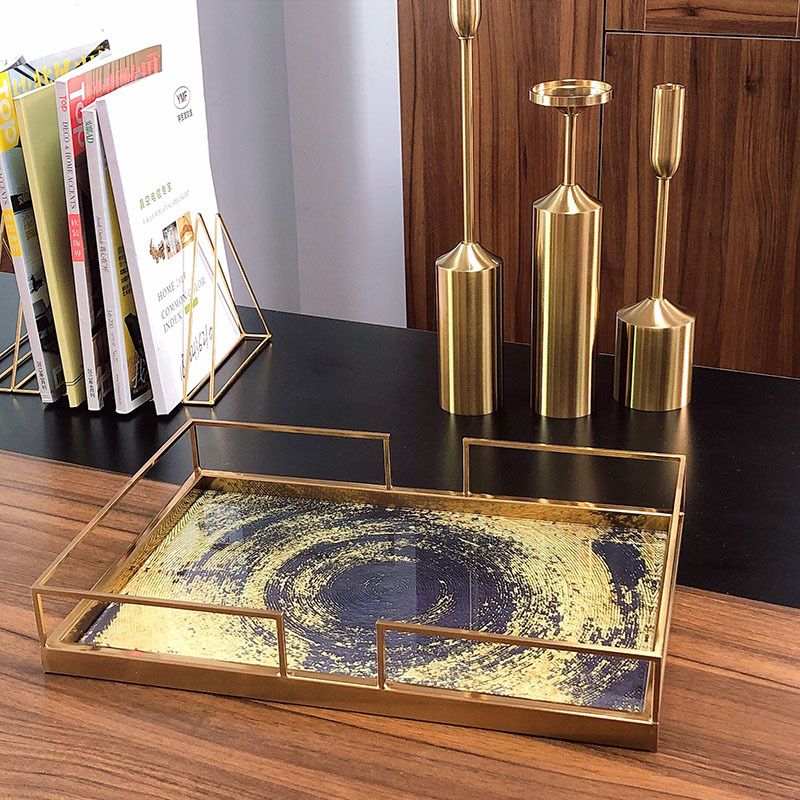 European-style light luxury metal model room tray ornaments, tea trays, coffee tables, storage and storage items, and soft furnishings for the model room pic 4