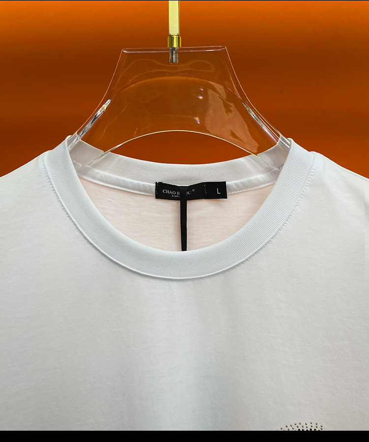 欧洲站 夏季2023新款短袖t恤高级感男士简约圆领休闲半袖体恤男装详情14