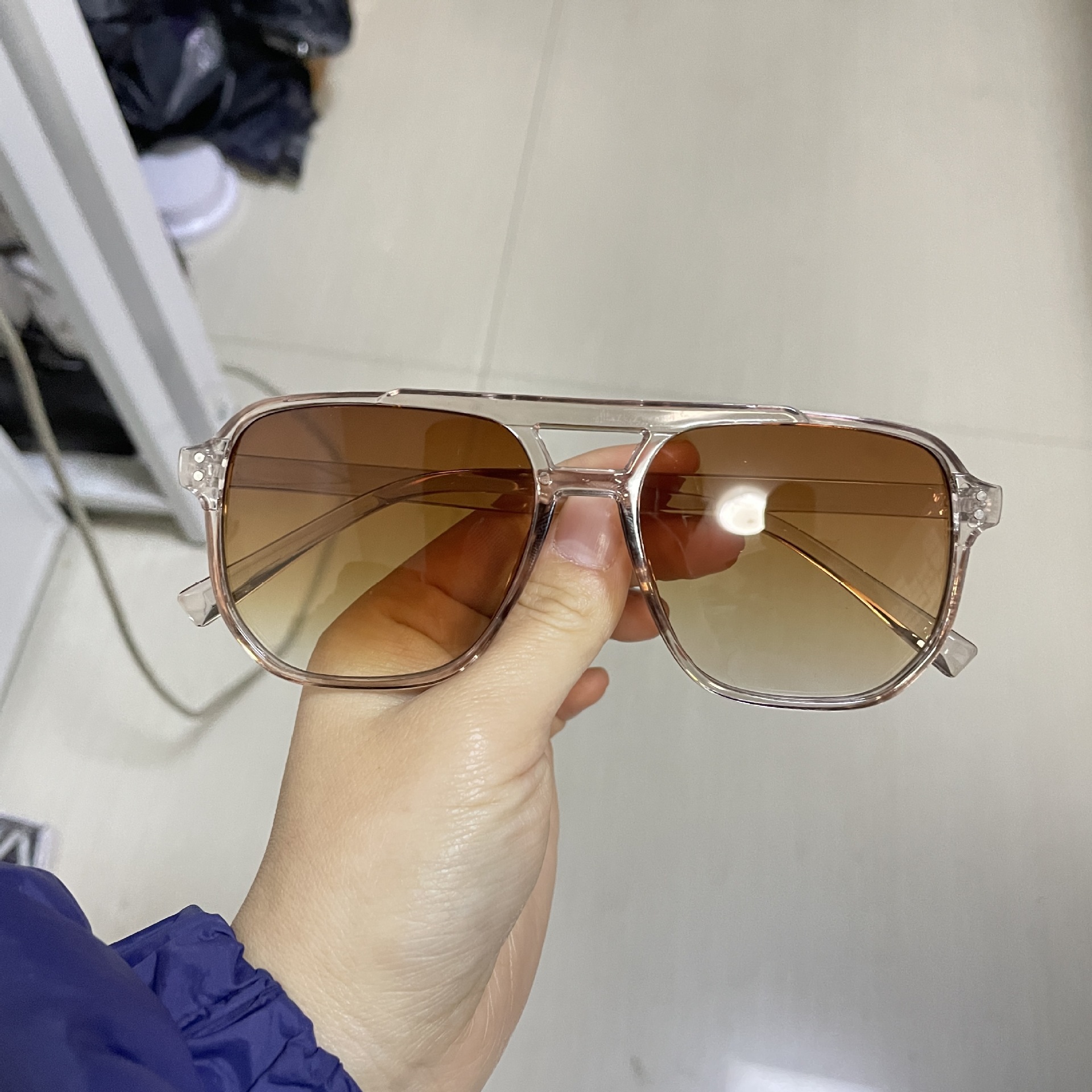 新款双梁大框男女同款高级感渐变大脸显瘦防晒防紫外线太陽鏡墨镜详情7