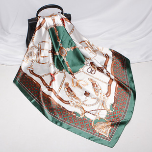 大方巾90cm女士礼品丝巾春秋新款围巾 缎面仿真丝印花大披肩批发详情17