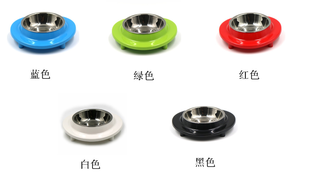 The manufacturer offers wholesale of new solid-color round melamine two-in-one stainless steel dog bowls in stock pic 6
