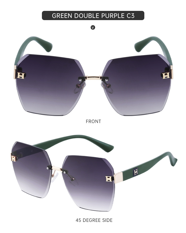 2023新款无框切边太阳镜女款欧美时尚大框墨镜女跨境批发sunglass详情32