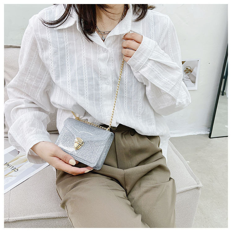 2021夏季新款PVC果冻包mini时尚花边小方包化妆包单肩斜挎ins女包详情52