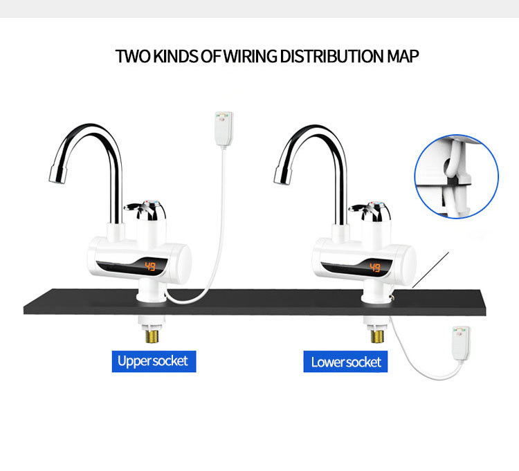Digital display electric water faucet, instant water heater, quick hot water faucet, connection type electric water faucet, no installation required pic 38
