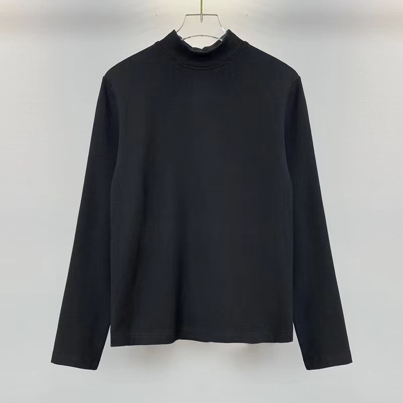 韩版纯棉半高领打底衫女加绒加厚秋冬新款高端修身长袖T恤女上衣详情44