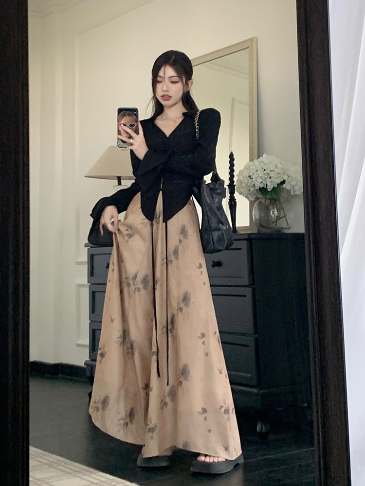 A new Chinese-style long-sleeved shirt set for women in spring and autumn, with a cool and Zen-like atmosphere. A two-piece skirt and trousers set pic 44