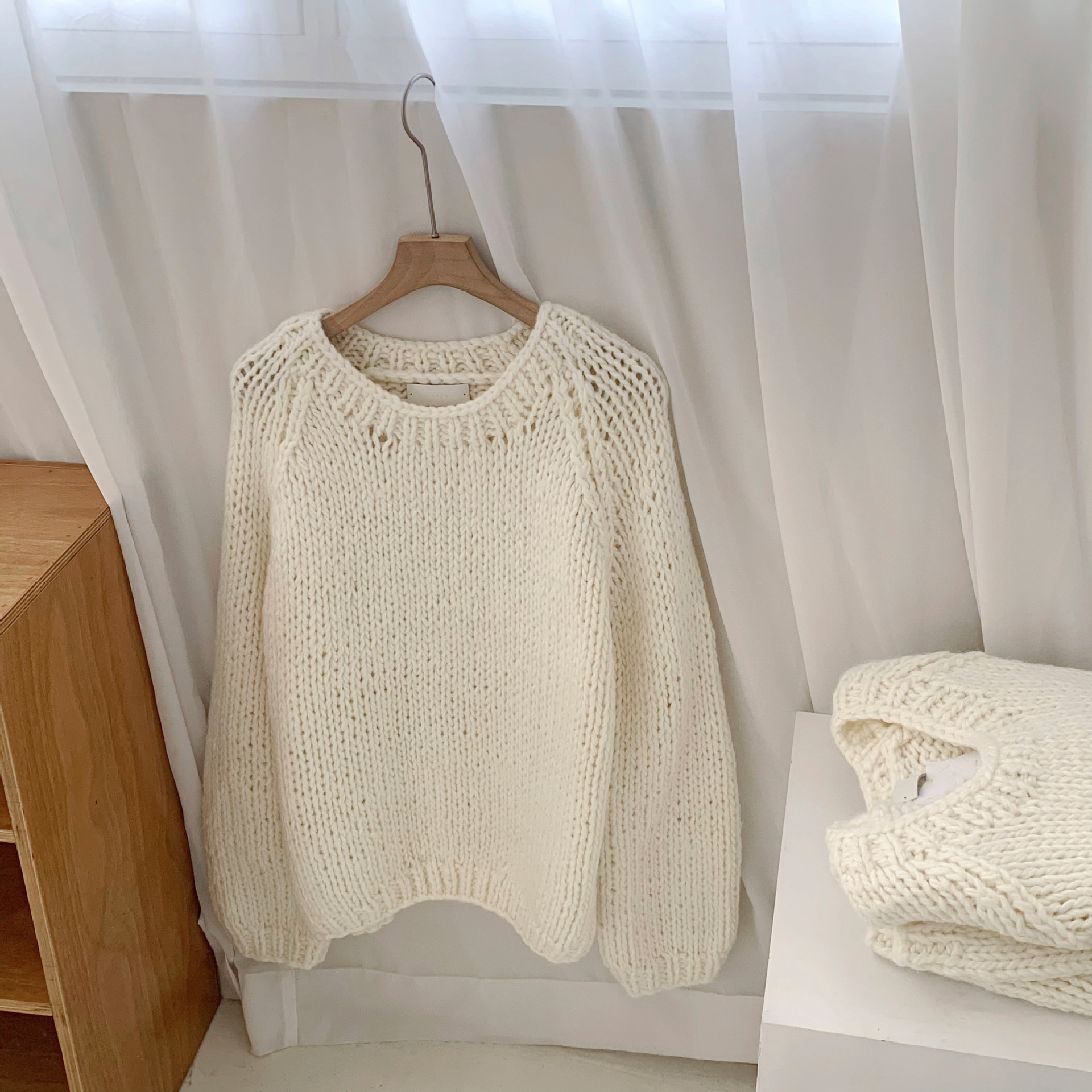 2023 in-stock Handongdaemun autumn/Winter new oun*e round-neck handcrafted pullover loose wool casual sweater top pic 15