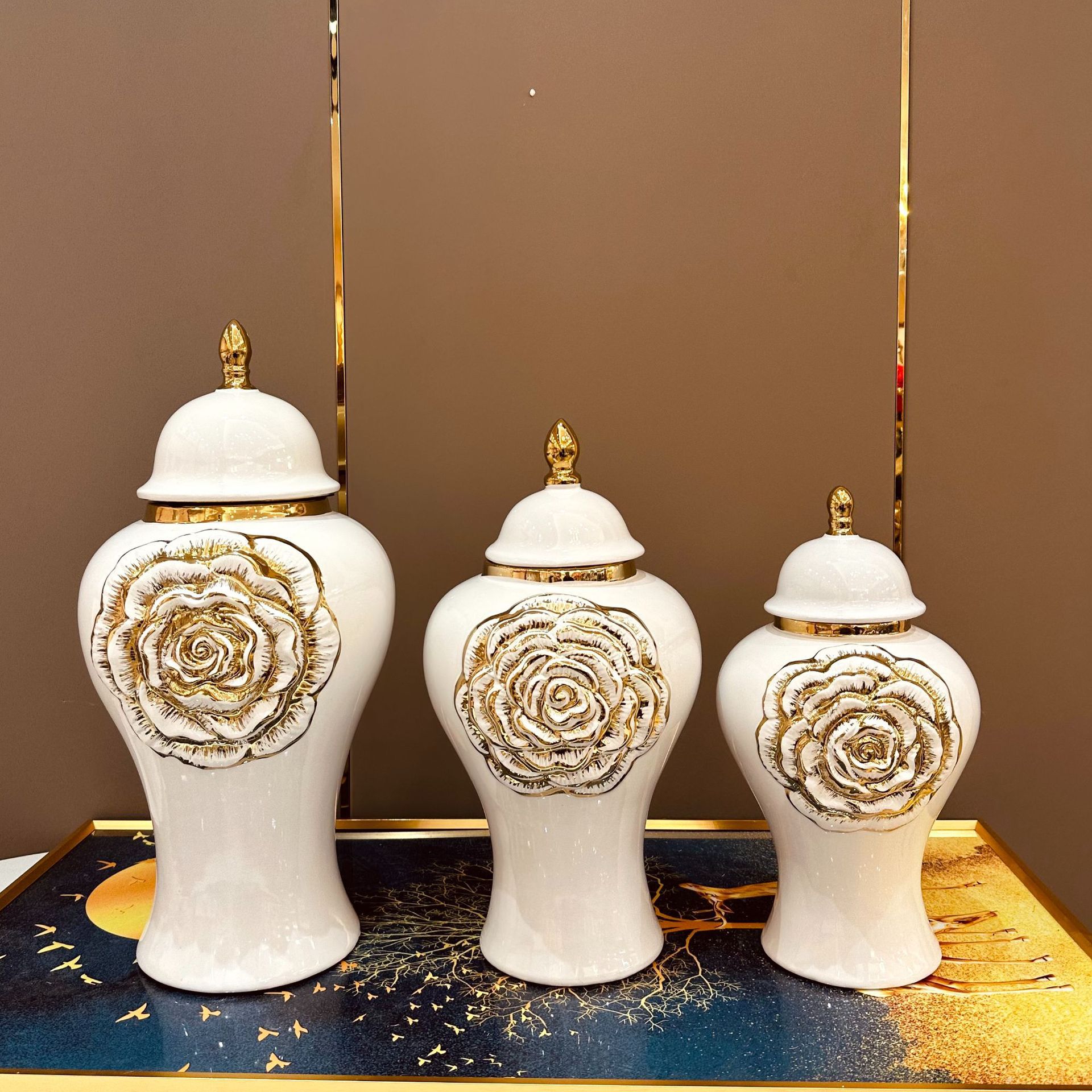 2025 New European-style electroplated gold ceramic general vase decoration, light luxury handicrafts, model room soft decoration, entrance hall decoration, vase wholesale, ceramic vase, simulated flower belt vase, vase, vase, hydroponic vase pic 3