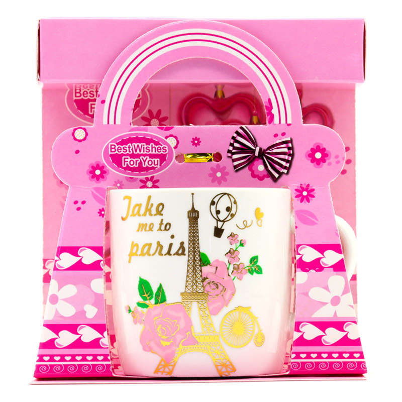 Export ceramic coffee cups with gilded patterns on the Eiffel Tower, French architecture, household universal style, factory direct supply pic 8