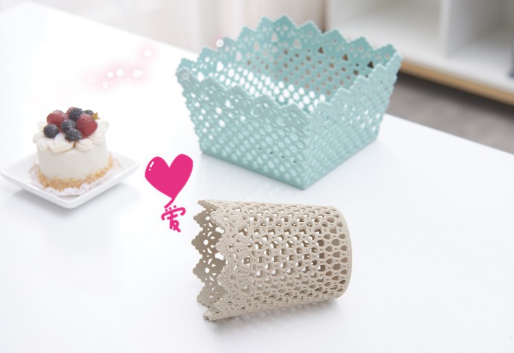 Desktop bucket storage basket storage frame, hollowed-out rattan woven paper basket storage bucket pic 8