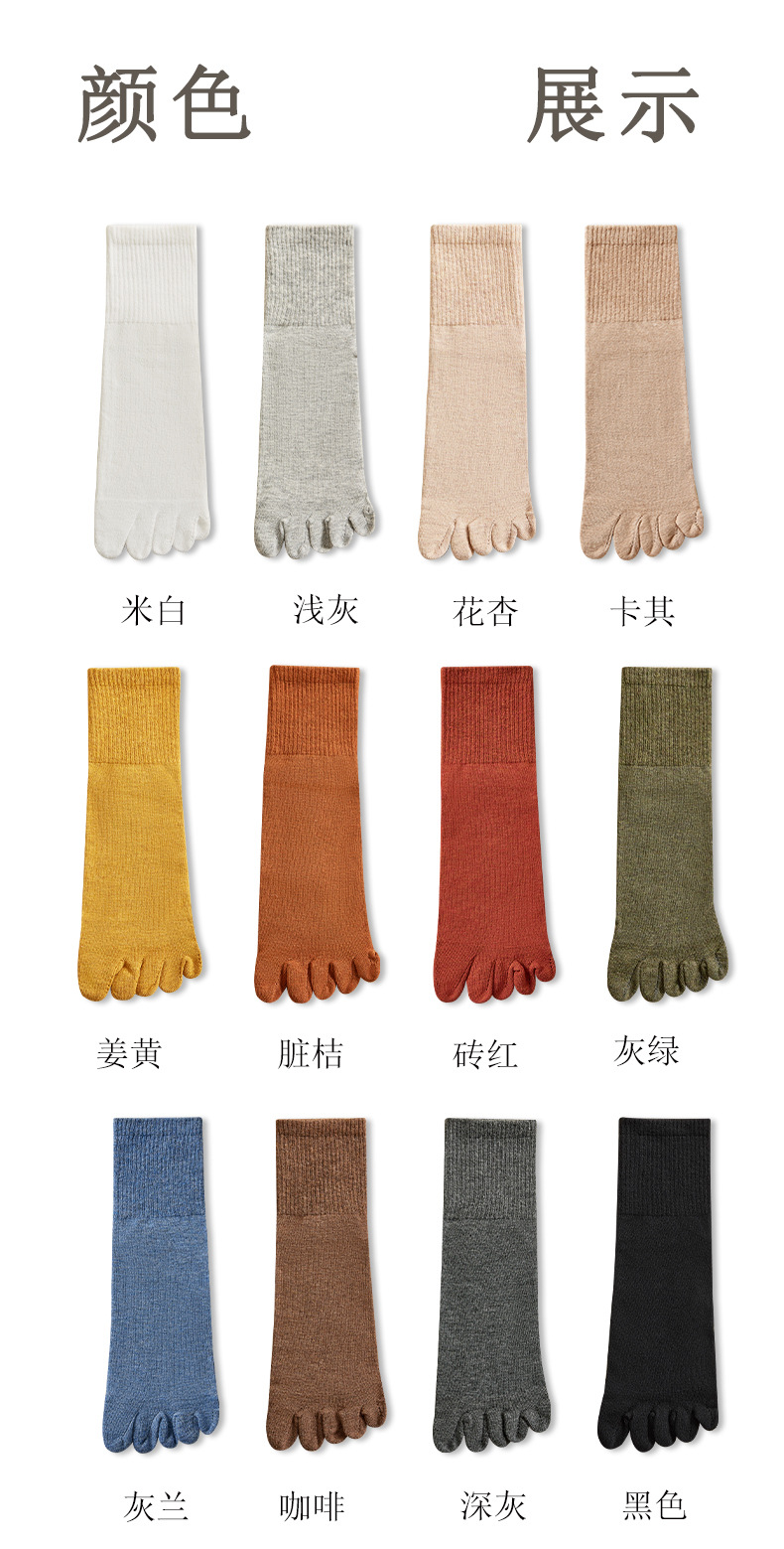 2023四季款女士纯棉五指袜吸汗无骨分趾袜抗菌消臭防摩擦全棉长袜详情13