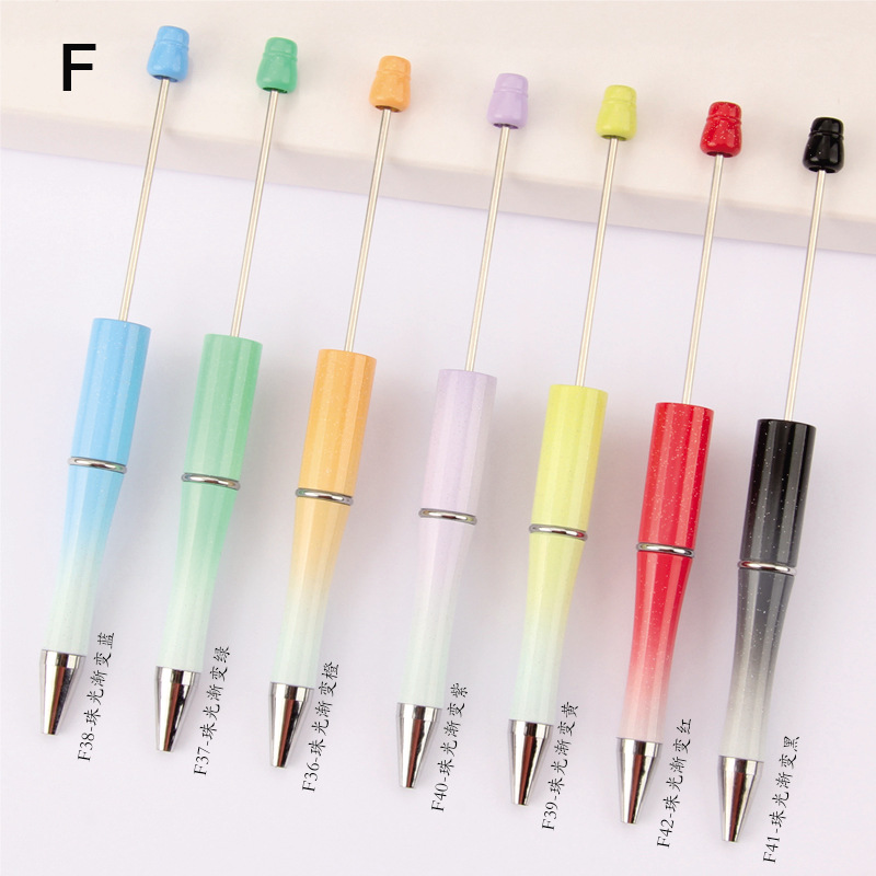 Wholesale of bead pens in stock, diy creative plastic bead ballpoint pens, UV electroplated bead pens, three-color gradient bead pens pic 13