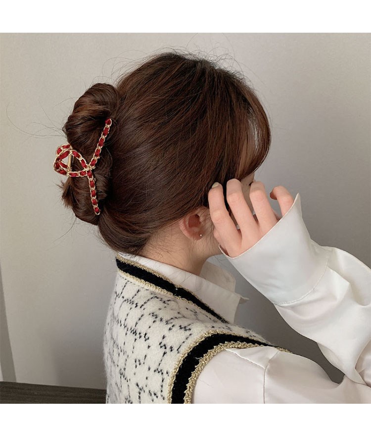 韩国ins金属复古网红链条抓夹优雅气质后脑勺发夹少女鲨鱼夹发卡详情4