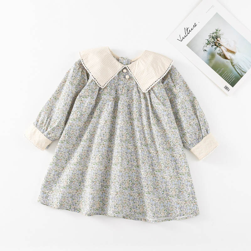 韩国童装女童碎花连衣裙春装洋气儿童娃娃领气质宝宝甜美公主裙子详情19