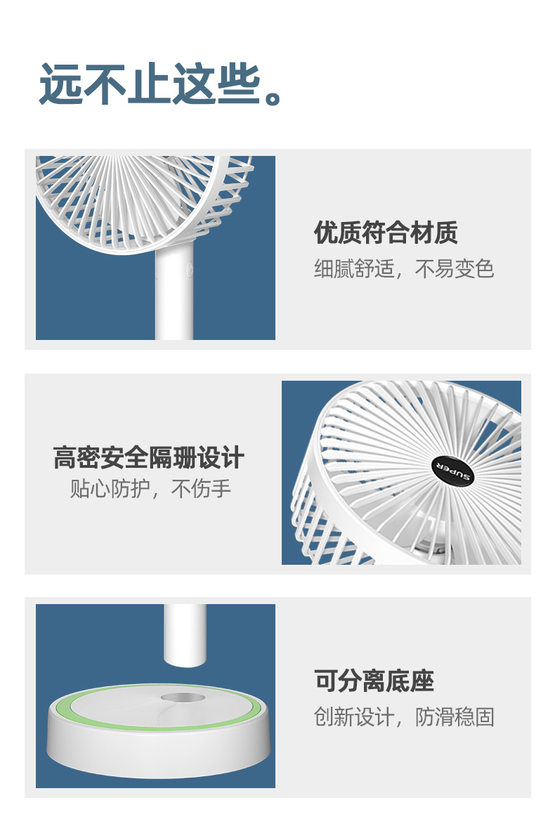 新款台式小风扇迷你便携充电usb家用宿舍大风力静音礼品一件代发详情41