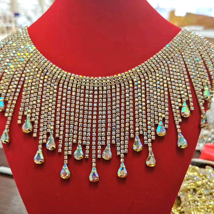 AB color water drop tassel claw chain, fancy code chain, water diamond chain, direct sales from the factory for export pic 4