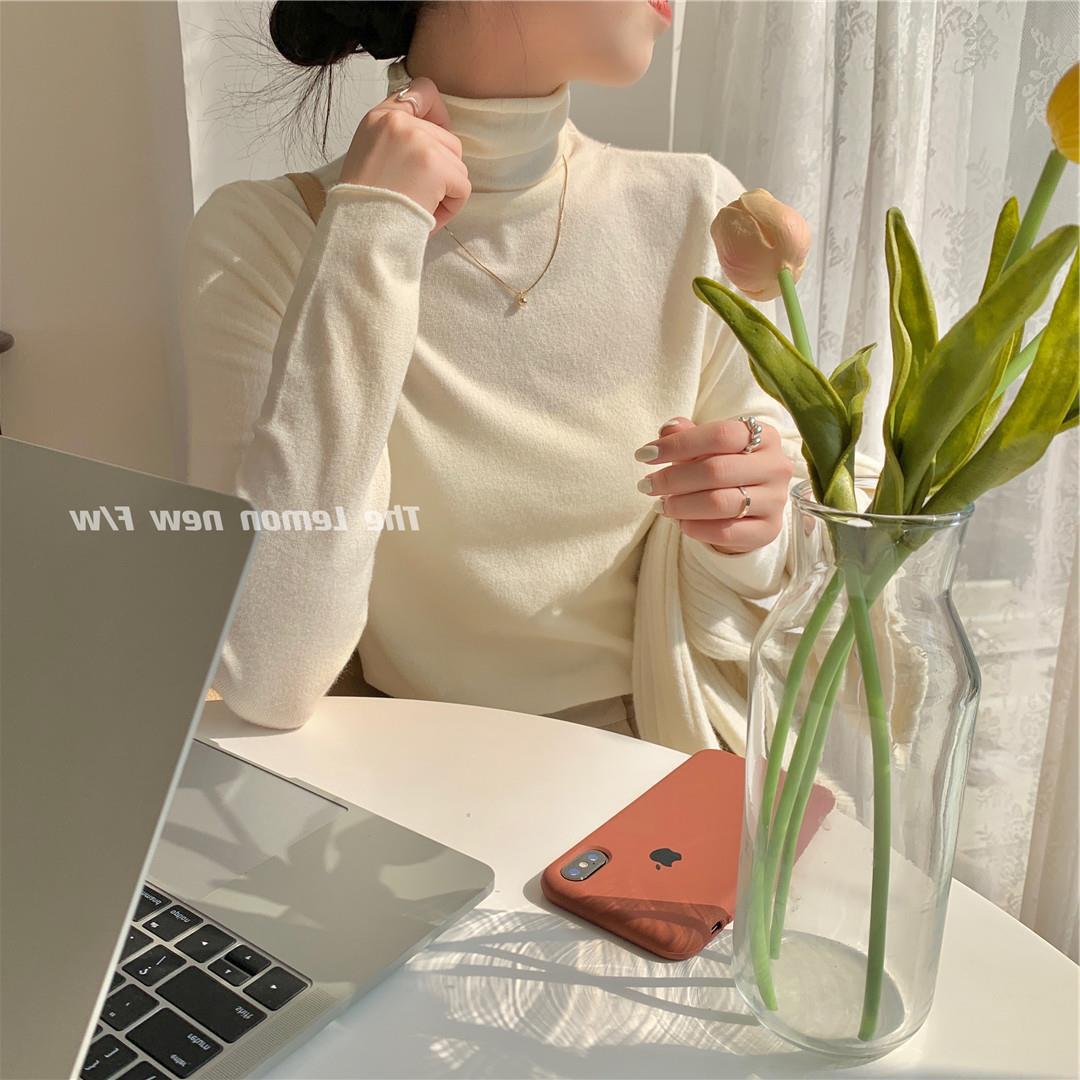 秋冬新款女装高领卷边打底衫糖果色修身保暖基础款仿羊绒衫毛衣女详情53