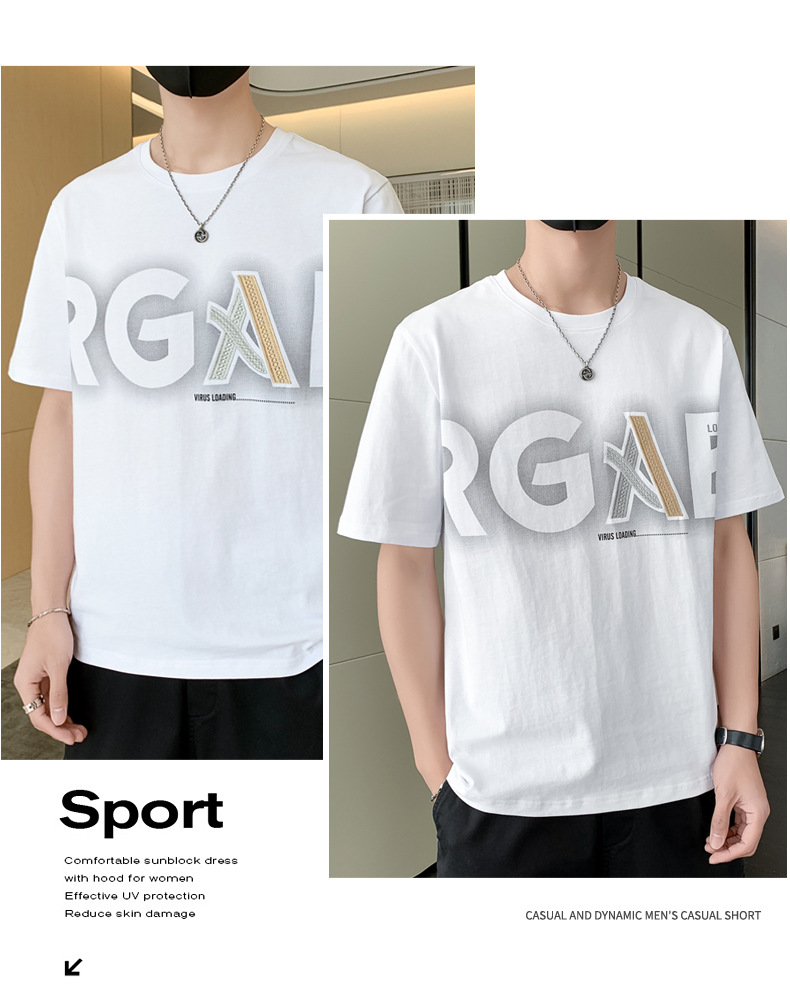 Summer five-sleeved T-shirt for men and teenagers 2023 new style, a trendy brand of half-sleeved and short-sleeved pure cotton T-shirt for men pic 22