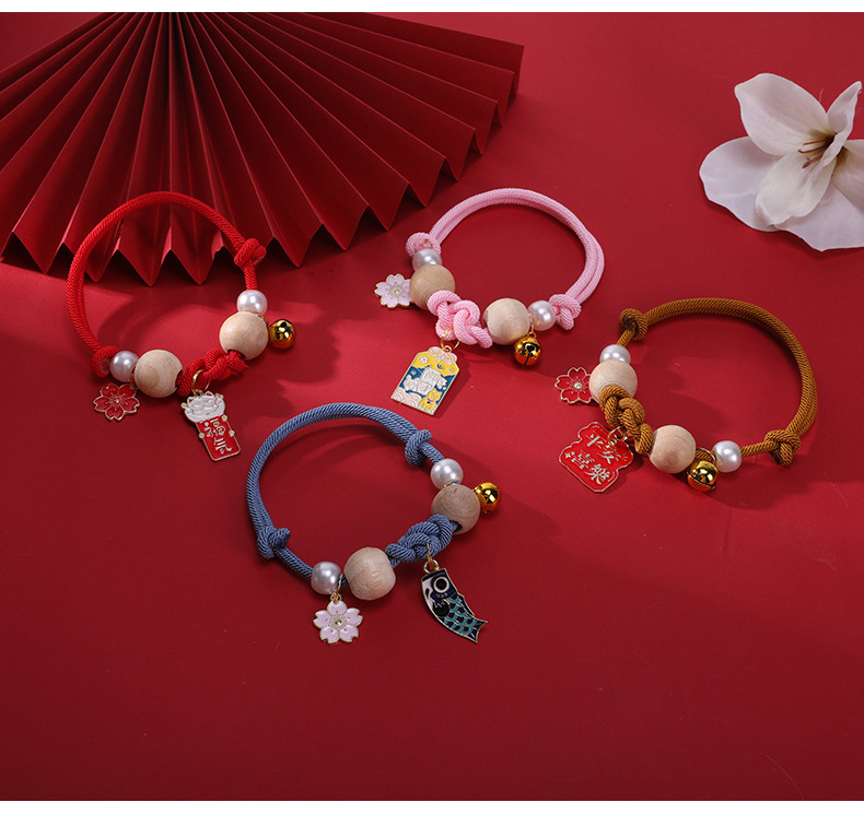 国潮宠物项圈带铃铛如意结樟木项链防虫项圈可调节手工编织猫围脖批发详情13