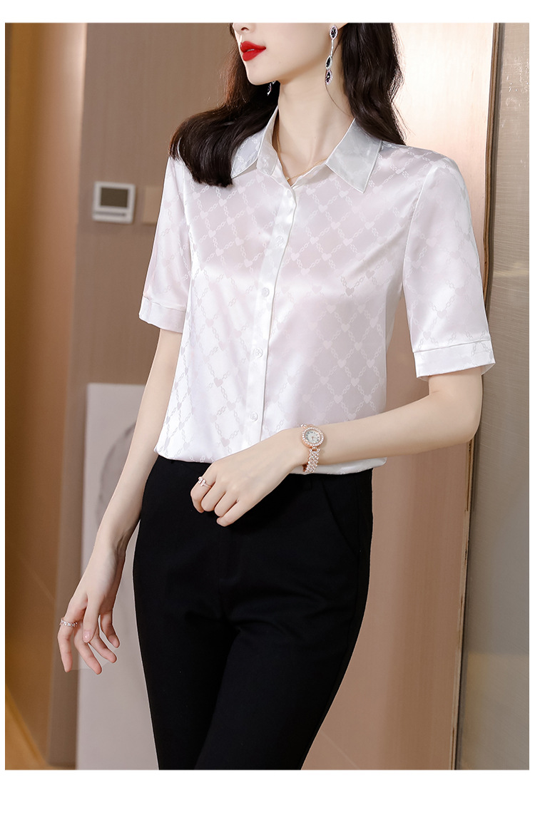 真丝衬衫女桑蚕丝时尚百搭短袖气质翻领中年衬衣2024夏季女士新款详情33