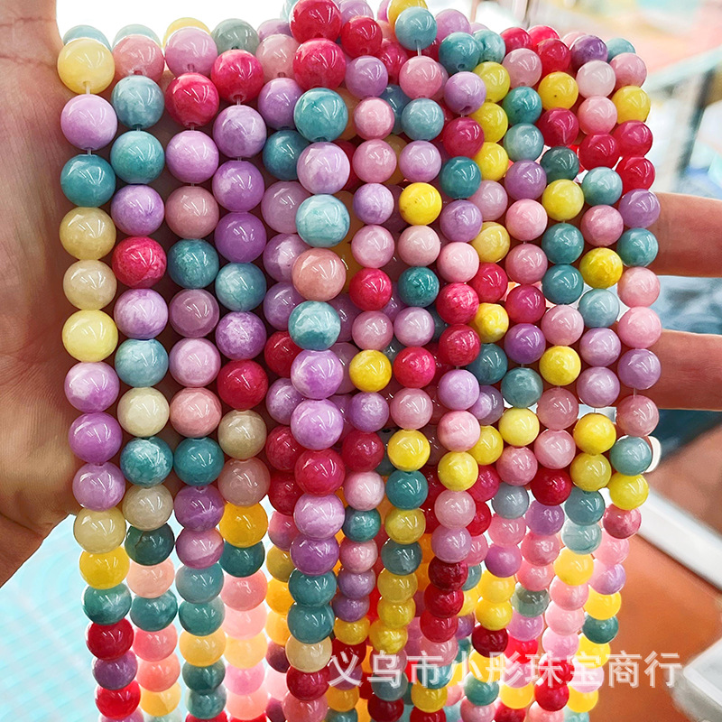 厂家直销天然石海蓝宝色玉髓圆珠散珠手串项链diy饰品配件半成品详情6