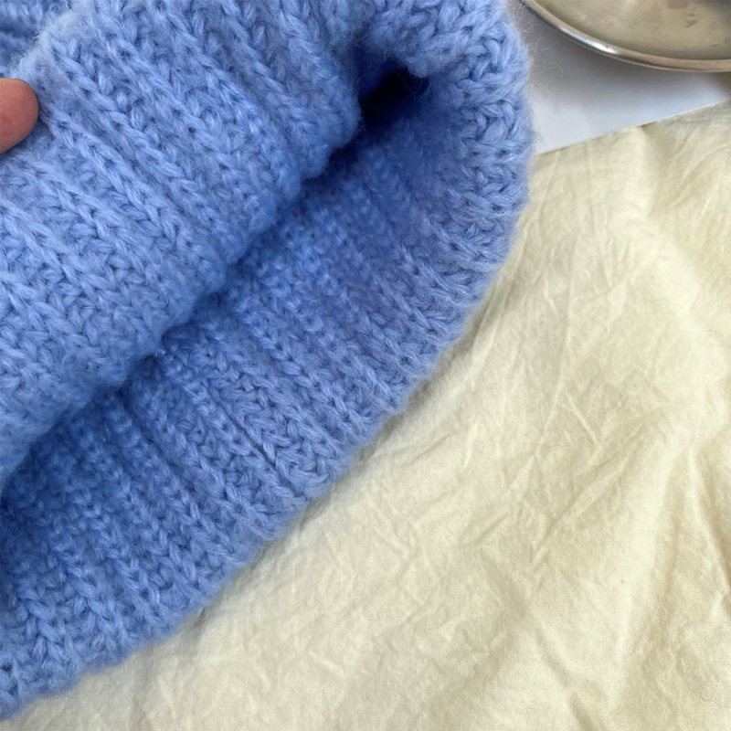 巨大的毛线帽帽子女秋冬黑色毛线帽大头围冷帽粗毛线帽超大针织帽详情11