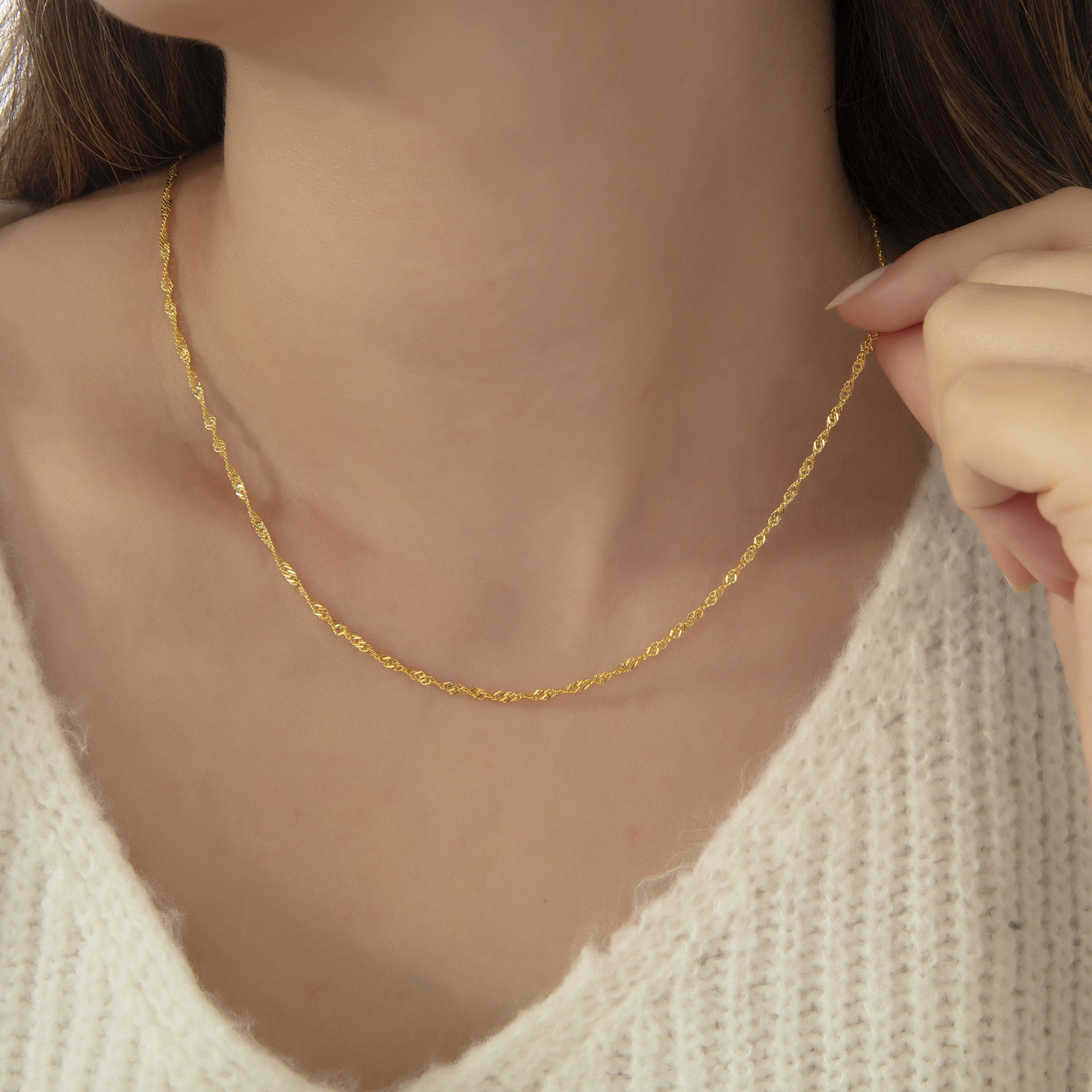 European and American cross-border stainless steel simple and versatile 18k gold plain chain, blade chain, twist chain, box chain, diy jewelry chain pic 26
