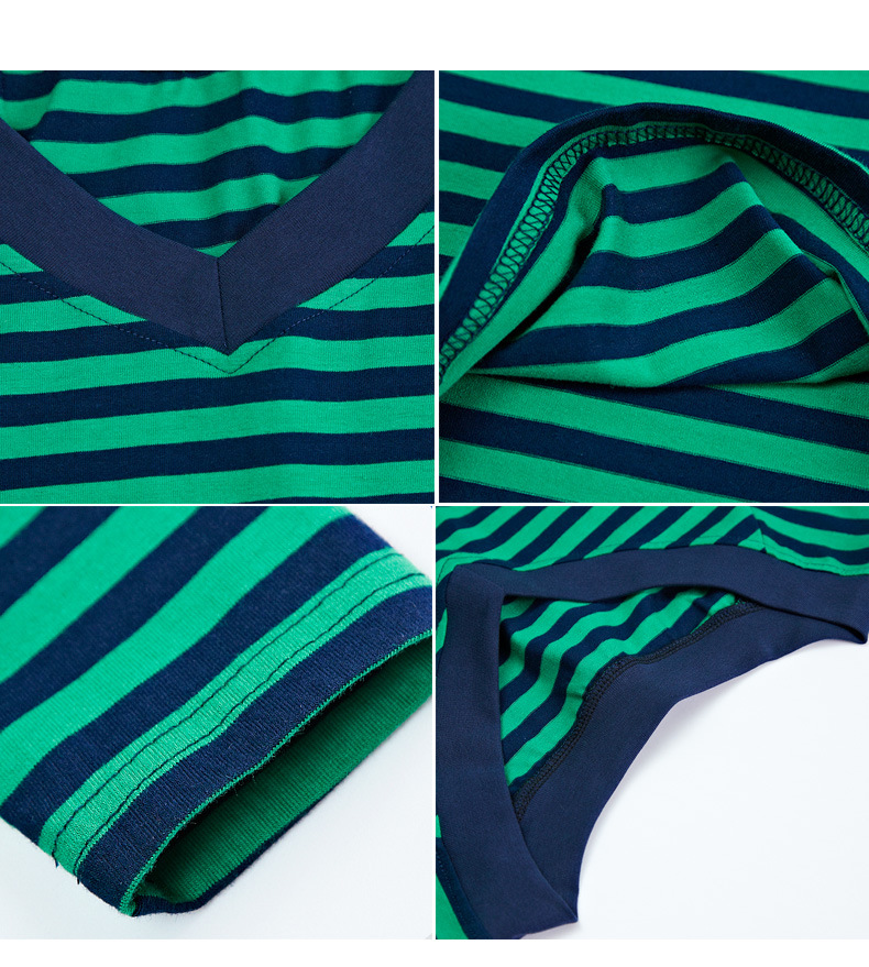 2022 Spring/Summer New Korean-style slim and slimming striped V-neck long-sleeved T-shirt for women, high-quality cotton elastic base layer pic 17