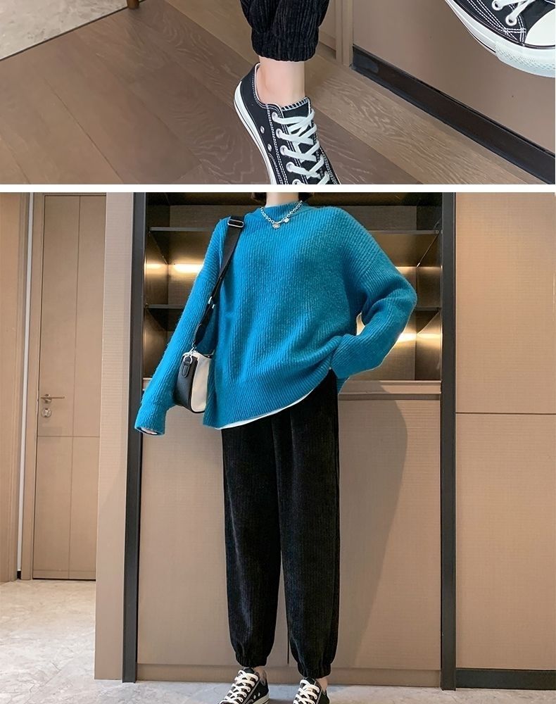 Chenille pantalones de pierna ancha mujer otoño invierno caída sentido nuevo 2022 pantalones de pana mujer slim pierna gruesa mop pants pic 16