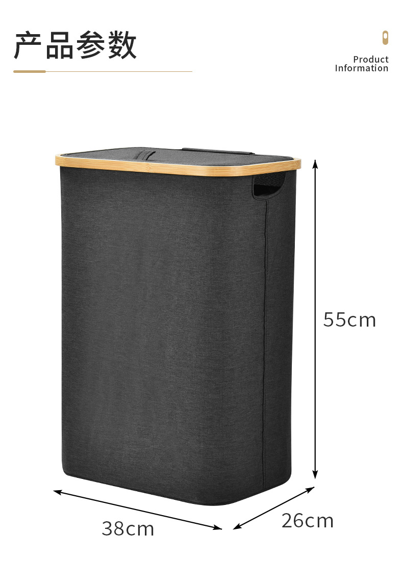 In-stock cross-border dirty clothes basket with inner pocket, bathroom large size with inner pocket folding dirty clothes basket, bedroom dirty clothes storage basket pic 12