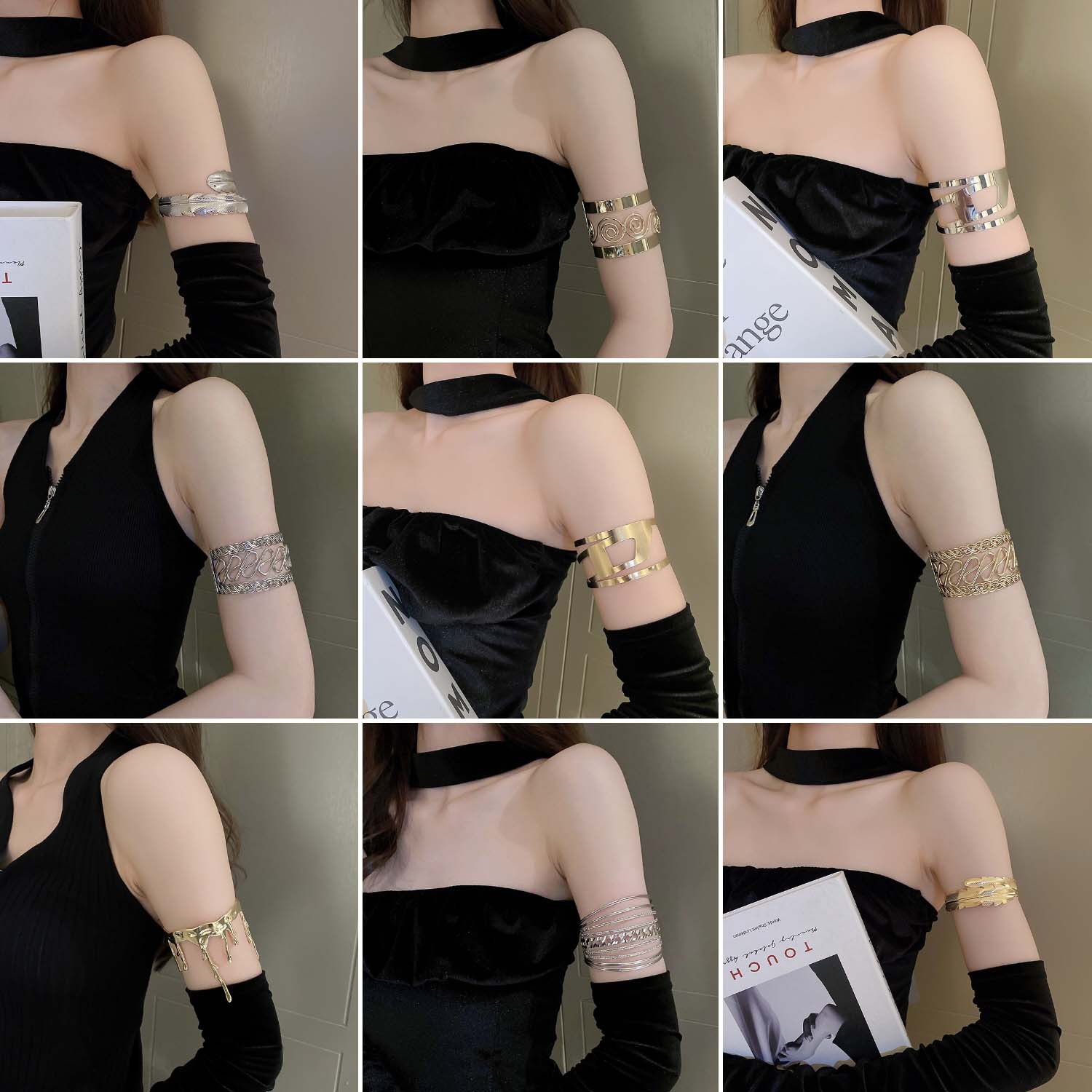 European and American cross-border multi-layer armband open bracelet, high-end, simple and niche wristband, fashionable, individual and elegant jewelry for women pic 4