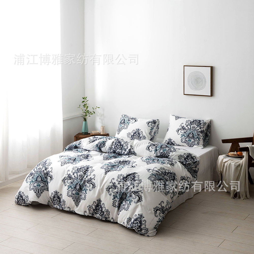 Boya Home Textiles offers cross-border exclusive Amazon supply of Nordic-style printed brushed duvet covers, three-piece sets and bedding wholesale pic 17