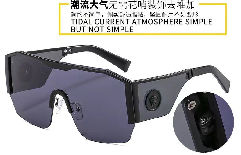 European and American fashionable one-piece glasses for men and women, large-framed sunglasses for street snaps, wide-leg anti-ultraviolet head glasses pic 3