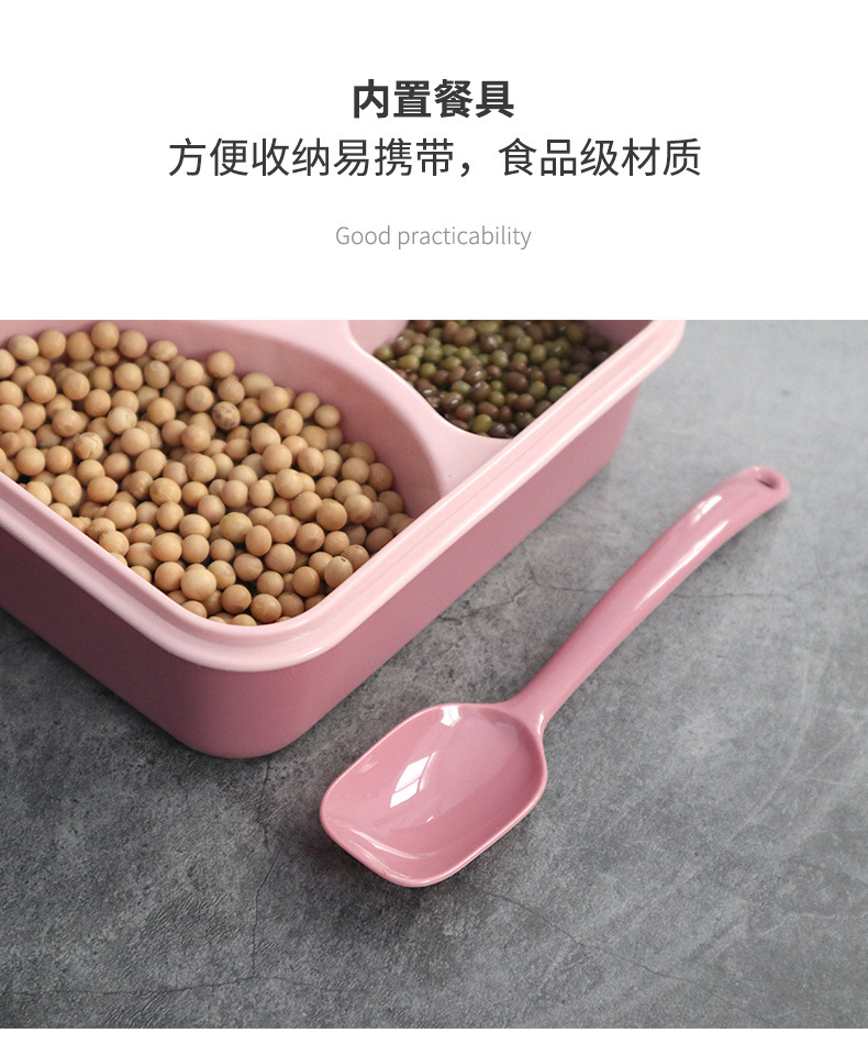 INS日式可爱四格塑料餐盒饭盒儿童 成人五格便当盒可微波炉快餐盒详情5