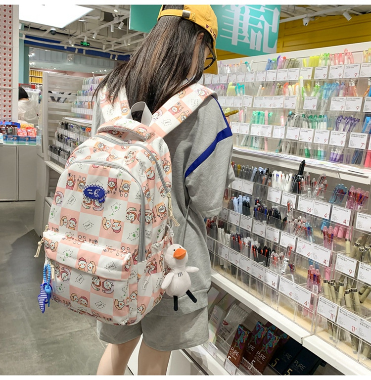 简约校园休闲背包2023韩版大容量休闲双肩包日系个性涂鸦学生书包详情8