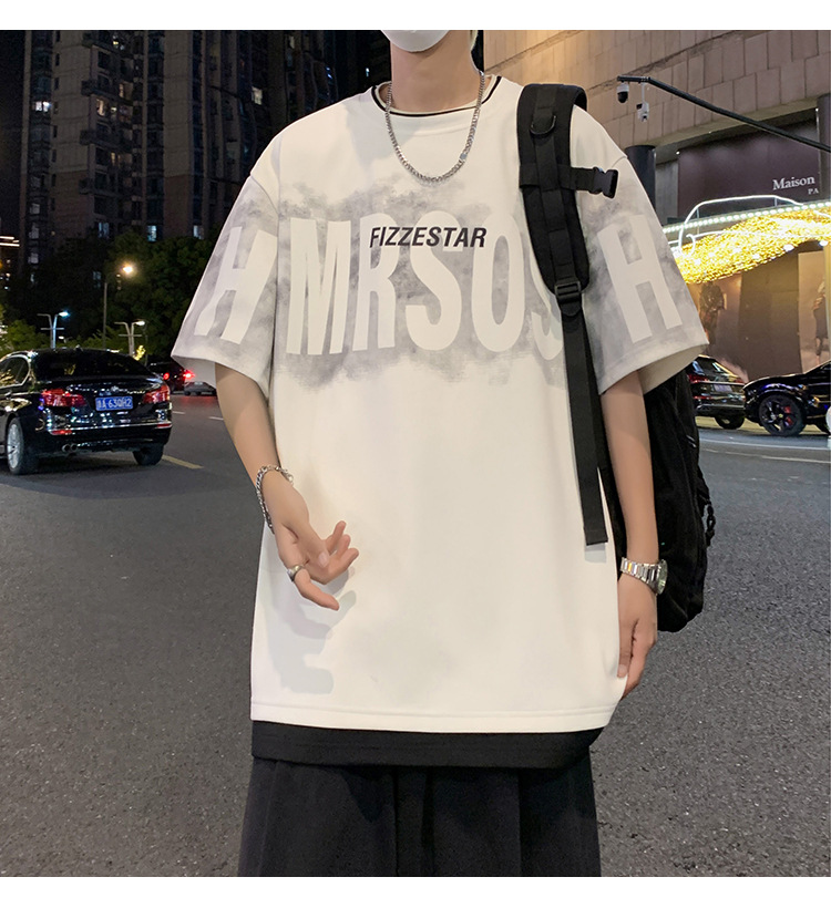 港风短袖t恤男夏季2024新款美式潮牌男生oversize青少年宽松体恤详情14