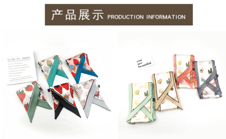 10*150 cartoon silk scarf hair band, versatile for women, spring and autumn with suits, professional neckerchiefs, decorative ribbons, tie bags and hair ties pic 11