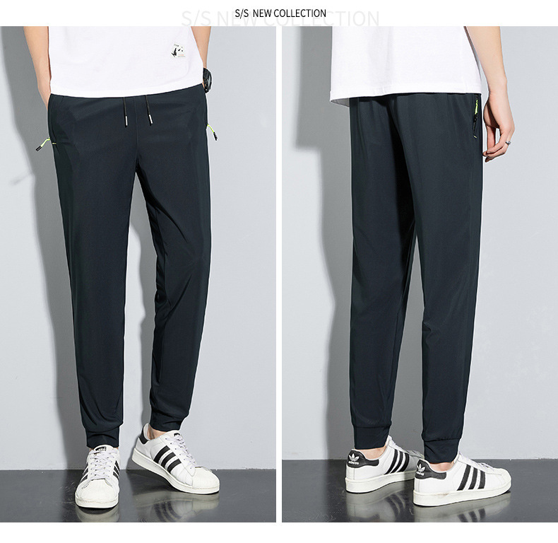 Verano 2022 nuevos pantalones casuales para hombres hielo seda transpirable suelto ligero elástico rápido seco nueve tallas pantalones para hombres tallas grandes pic 35