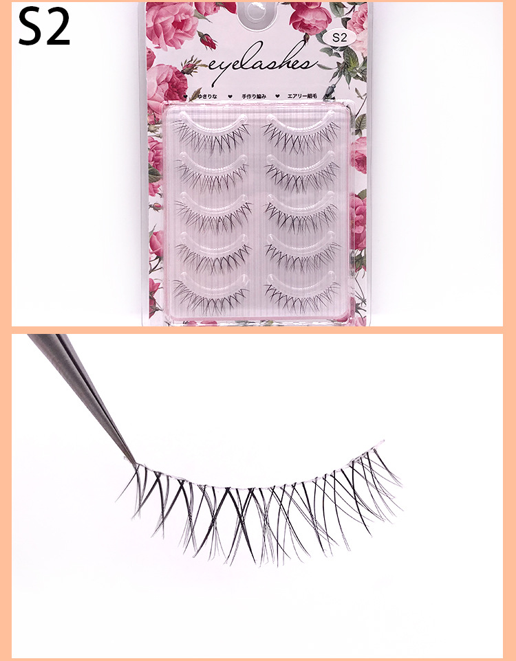 The Internet celebrity mainly promotes the natural five-pair set, transparent stem, sharpened false eyelashes, nude makeup, and realistic three-dimensional eyelash factory wholesale pic 5