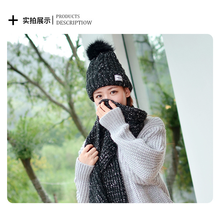 Wholesale of two-piece sets of 2020 new winter knitted pom-poms hats, warm and thick blended jacquard hats and scarves pic 5