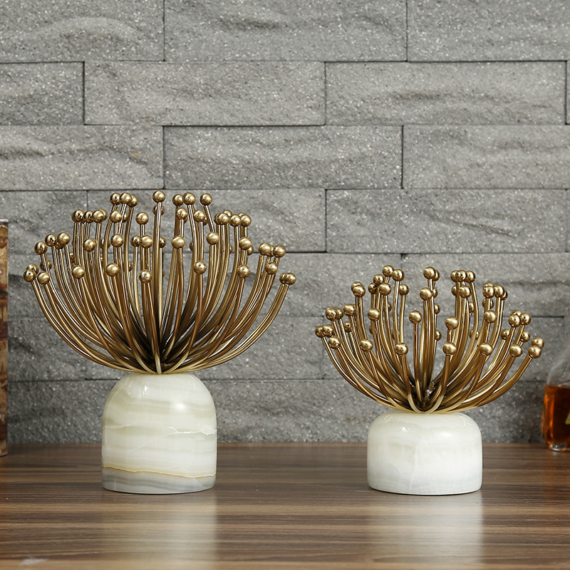 European-style metal ornaments, sunflower ornaments, marble, American-style home decoration accessories, sample room, European-style living room ornaments pic 3