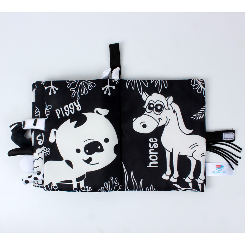 Tail cloth books, toy books, baby cloth books, sound paper enlightenment books, black and white red cloth books pic 13
