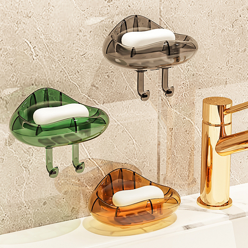 Cloud-mounted wall-mounted transparent water-draining soap box without punching holes pic 1