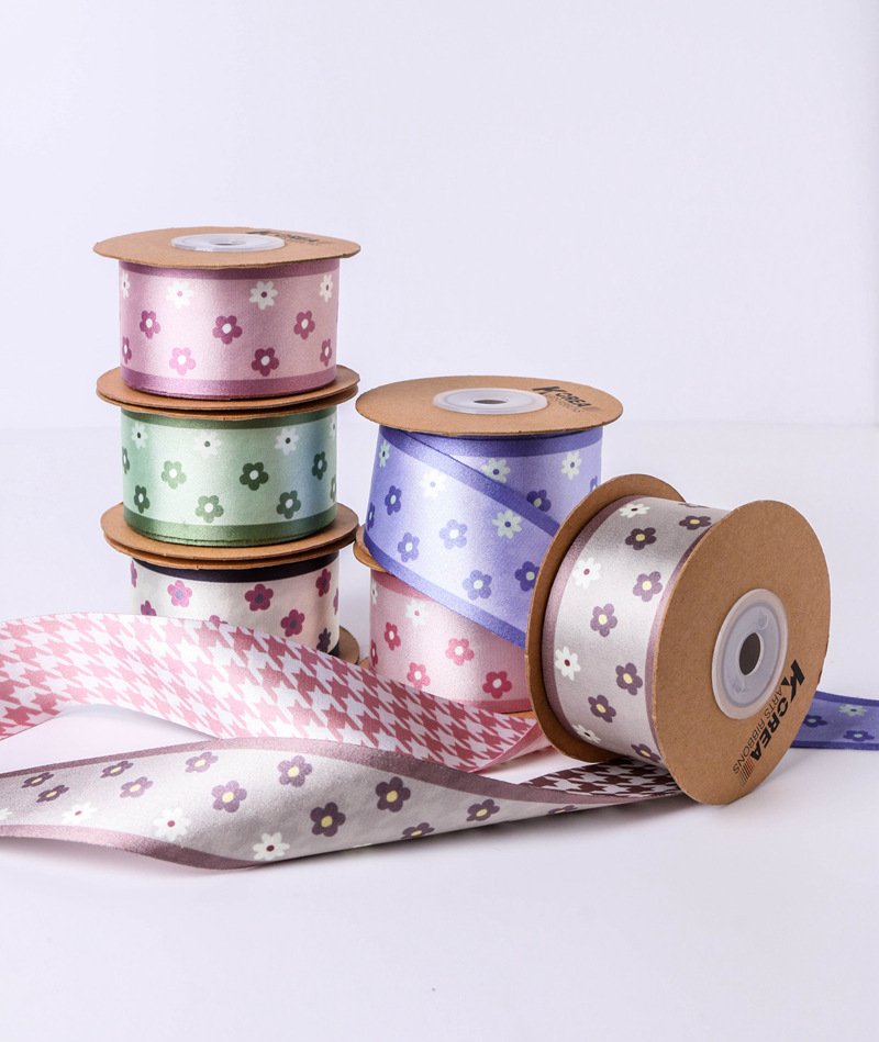 AB side small floral patterns, thousand bird patterns, printed webbing, flower gift packaging, DIY hair accessories, bow bag decoration pic 13