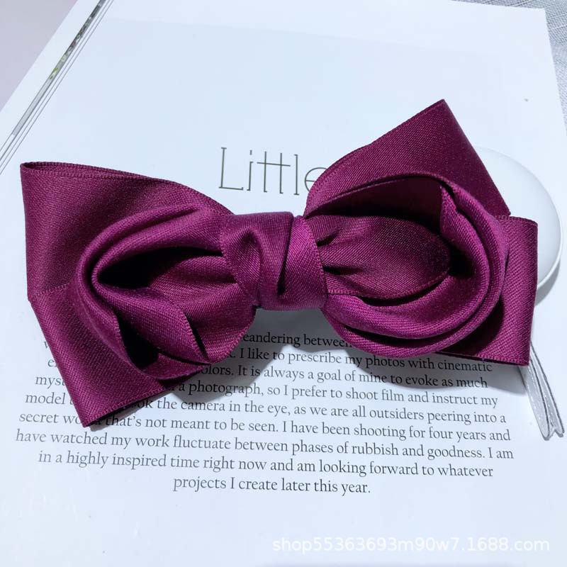 Japanese and Korean cotton ribbon solid-color bow top clip, sweet and versatile for girls, woven ribbon spring clip, ponytail clip, hair accessory and headwear pic 16